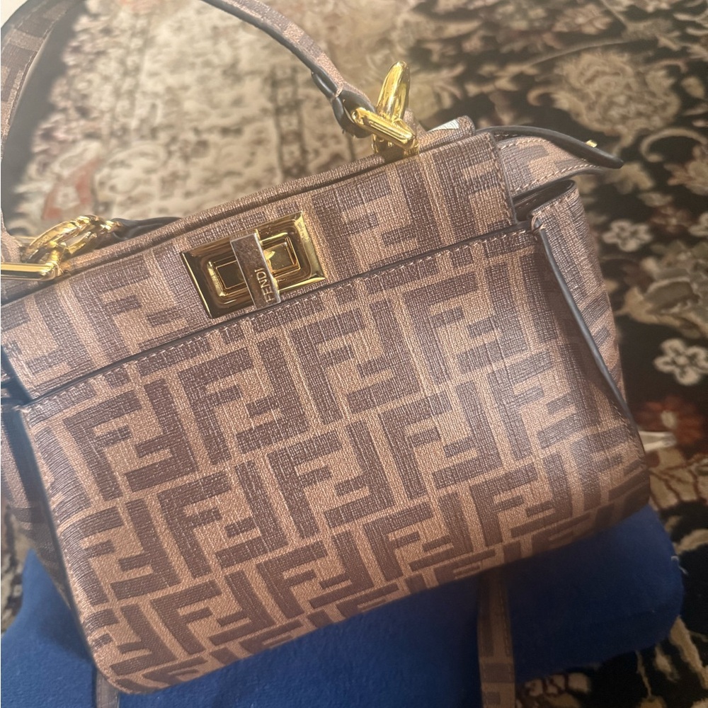 Fendi Brown Shoulder Bag with Iconic FF Monogram